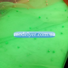 Ткань Сетка с жемчугом (салатовый)